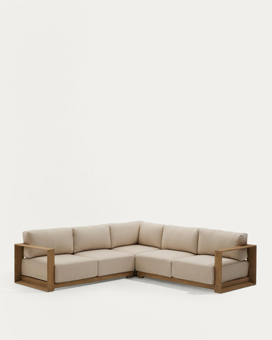 Ambra 5 Seater Corner Sofa in Solid Acacia Light Finish 248cm FSC 100%