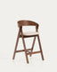 Godia stool in oak veneer with walnut finish and beige chenille
