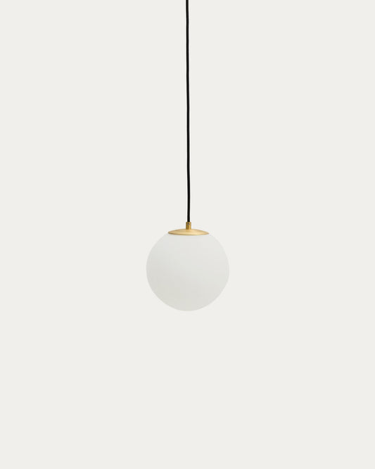 Brisia metal ceiling lamp with brushed brass finish and 1 matte glass ball Ø15cm