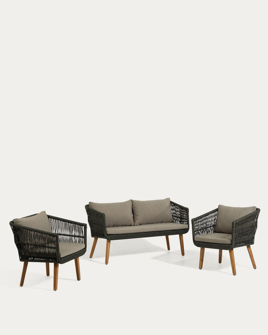 Inti two-seater with 2 armchairs with green cable, FSC 100%