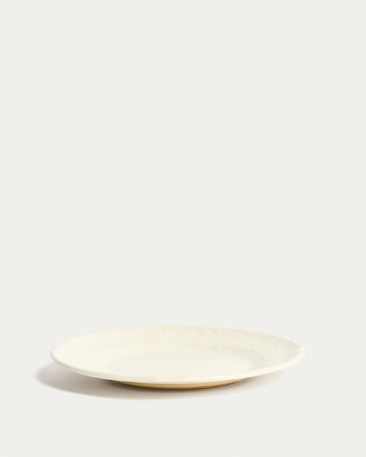 Varla ceramic dessert plate in beige color