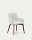 Nelida chair in beige chenille and solid beech wood in walnut color FSC 100%