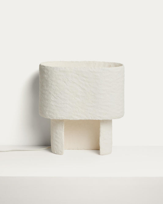 Bedala table lamp made of white papier-mâché