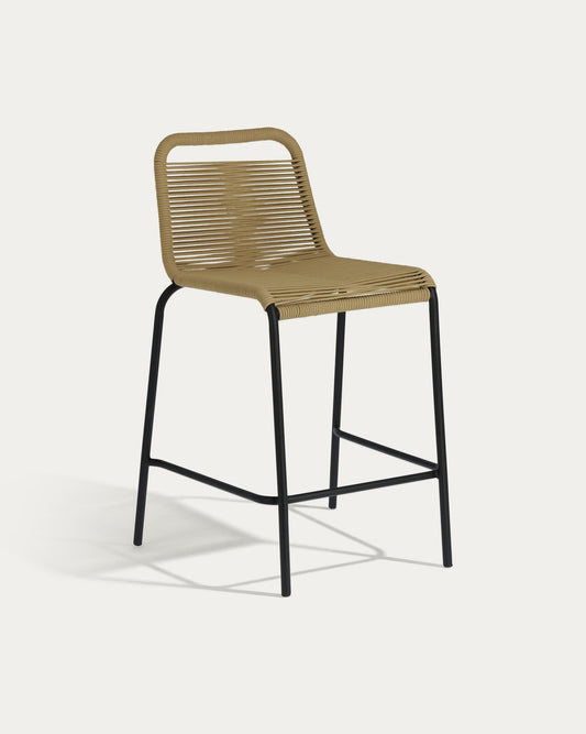 Lambton folding chair in brown rope and black steel, 62 cm