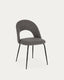 dining chair Mahalia in dark gray with steel legs, with black painted finish FSC 100%