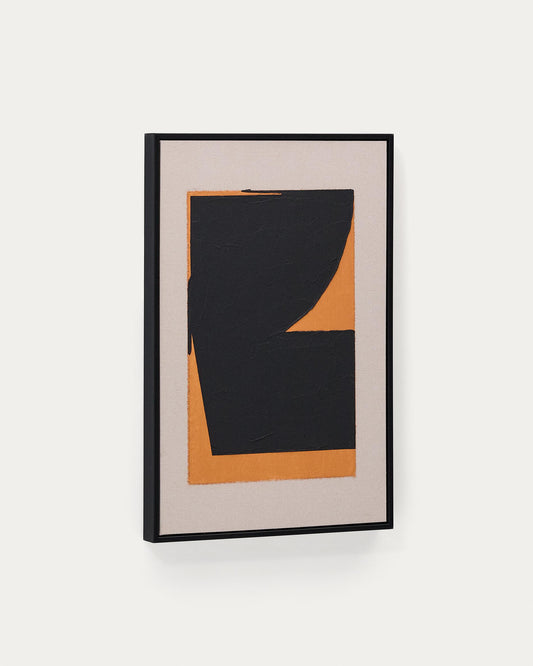 Zernu hand painted orange-black canvas abstract painting 42 x 65 cm