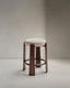 Granite chair in beige chenille and solid ash wood with walnut finish FSC 100% 65cm