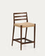 Analy solid oak back stool with walnut finish and rope seat 65 cm FSC 100%