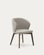 Darice chair made of brown chenille and solid beech wood in walnut color FSC 100%