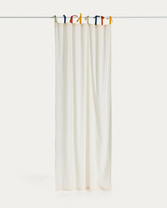 Zelda white cotton curtain 100% with multi-colored stripes, 135 x 270 cm