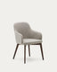 Nelida chair in brown chenille and solid beech wood in walnut color FSC 100%