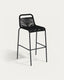 Lambton stackable chair in black rope and black steel, 74 cm