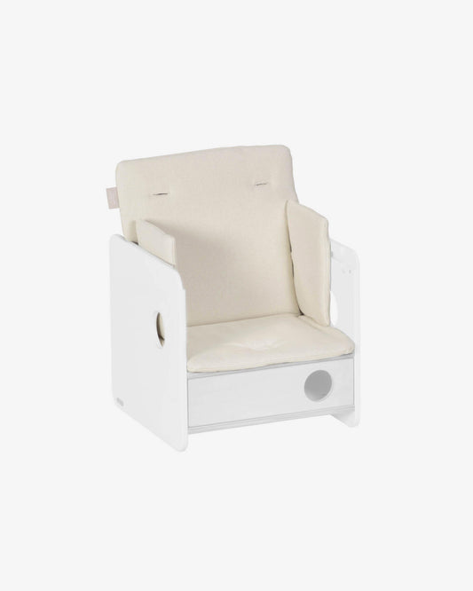 100% organic cotton (GOtS) Nuun high chair cushion with a natural finish