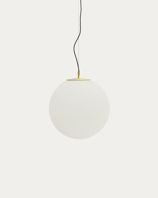 Brisia metal ceiling lamp with brushed brass finish and 1 frosted glass ball Ø50cm
