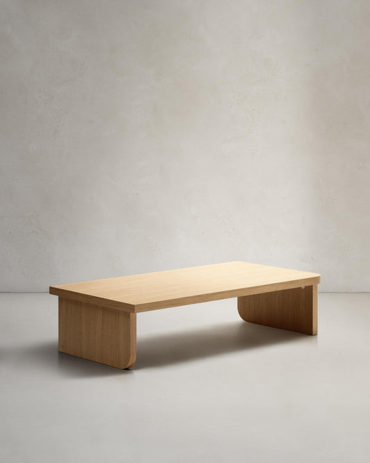 Oaq coffee table in oak veneer with natural finish, 140 x 75 cm FSC Mix Credit