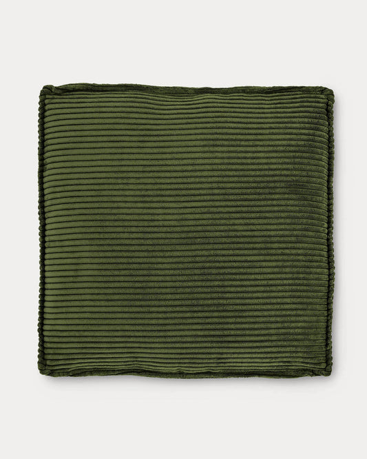 Block cushion made of green wide corduroy, 60 x 60 cm