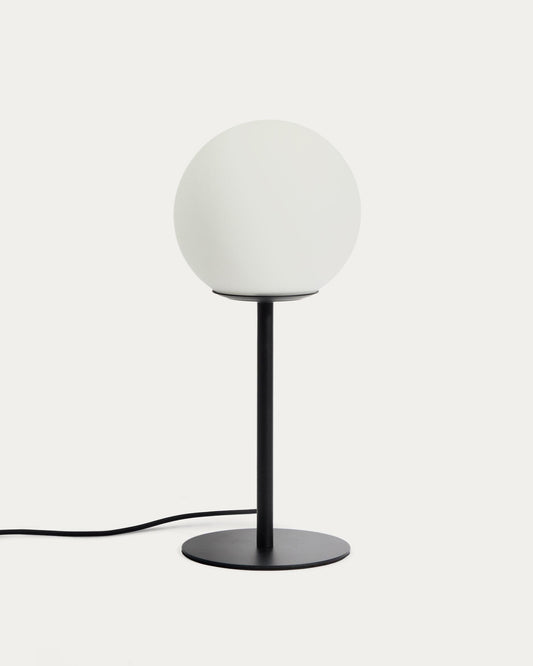 Brisia metalna stona lampa, crna završna obrada, sa jednim matiranim staklenim globusom Ø15 cm