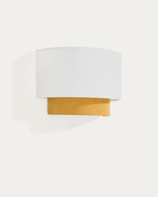 Bianella wall lamp made of cotton and mustard canvas Ø 40 cm