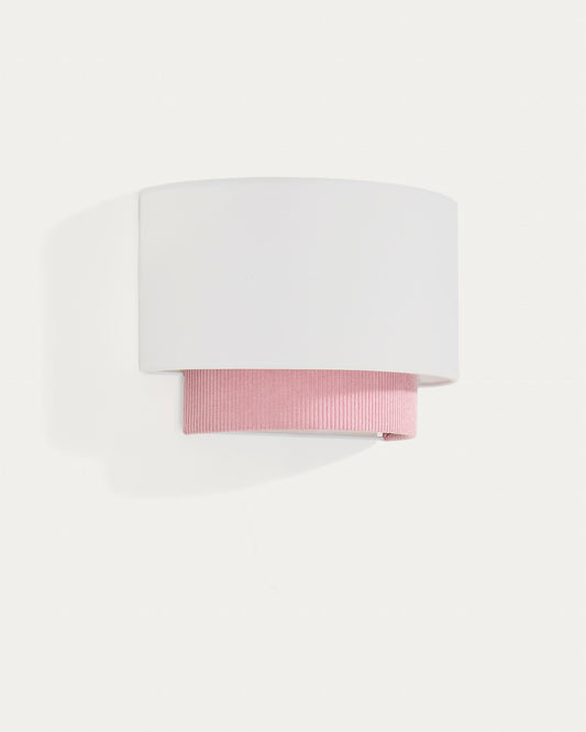 Bianella wall lamp made of cotton and pink canvas Ø 40 cm