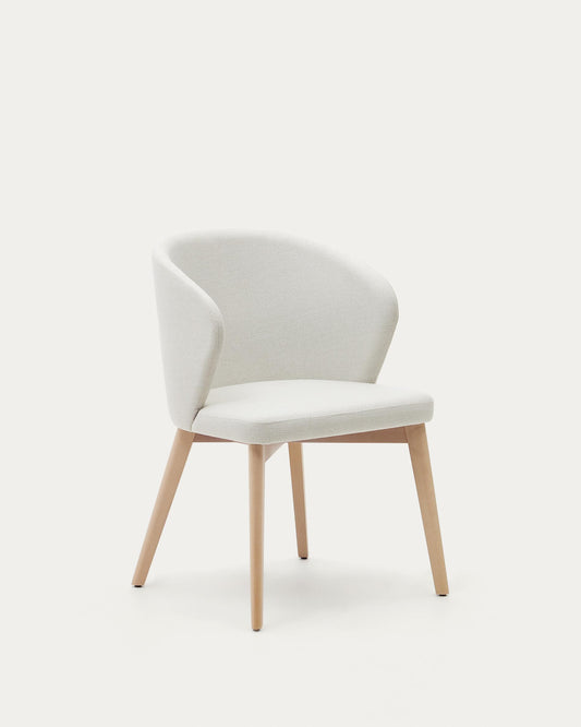 Darice chairs in beige chenille and solid beech wood in a natural finish FSC 100%