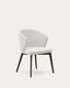 Darice chair made of beige chenille and solid beech wood in walnut color FSC 100%