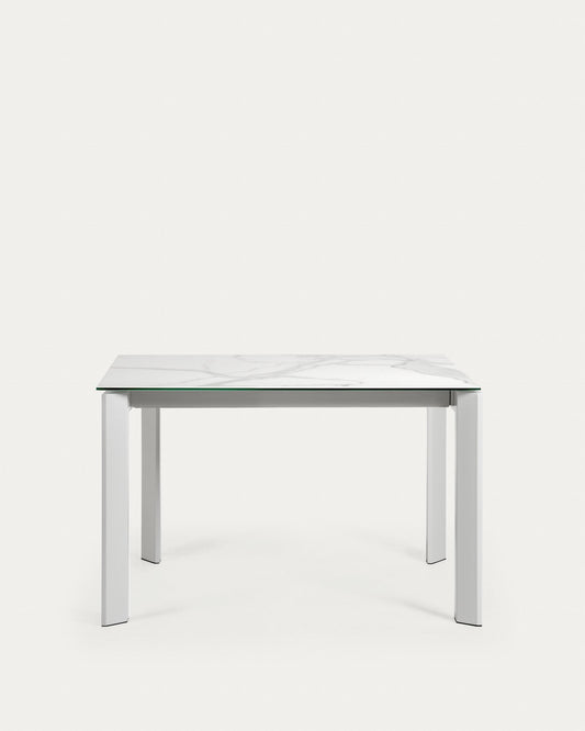 Axis porcelain extendable table in white kalos finish with white legs 120 (180) cm