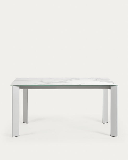 Axis porcelain pull-out table in white Kalos finish with gray legs 160 (220) cm