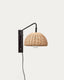 Damila wall lamp made of rattan and black metal