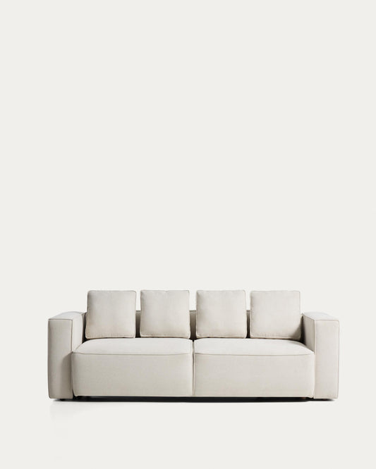 Marela beige chenille 3-seater sofa bed 236cm FSC Mix Credit