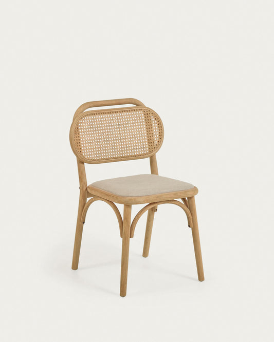 Doriane chair in solid oak with a natural finish and FSC Mix Credit upholstered seats