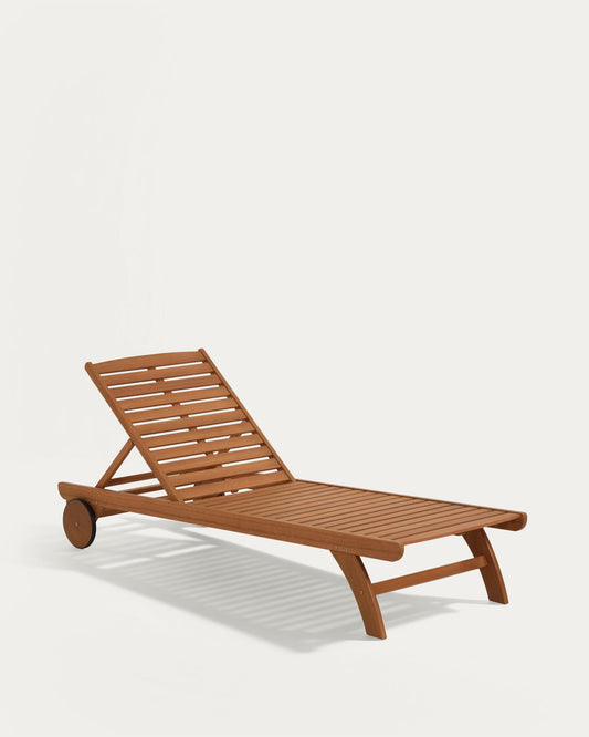 Beyla outdoor sun lounger in solid eucalyptus wood, FSC 100%