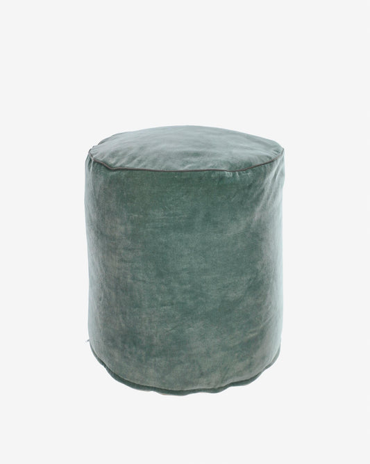 Brunetta round pouffe in dark turquoise velvet Ø 40 cm
