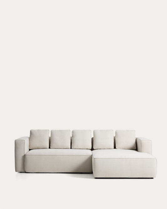 Marela beige chenille 3-seater sofa bed with right chaise longue 276cm FSC Mix Credit