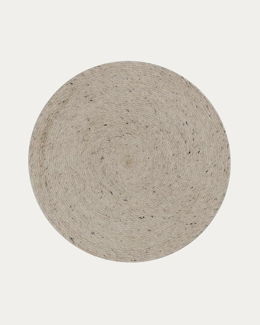 takashi round rug made of 100% gray wool, Ø 200 cm