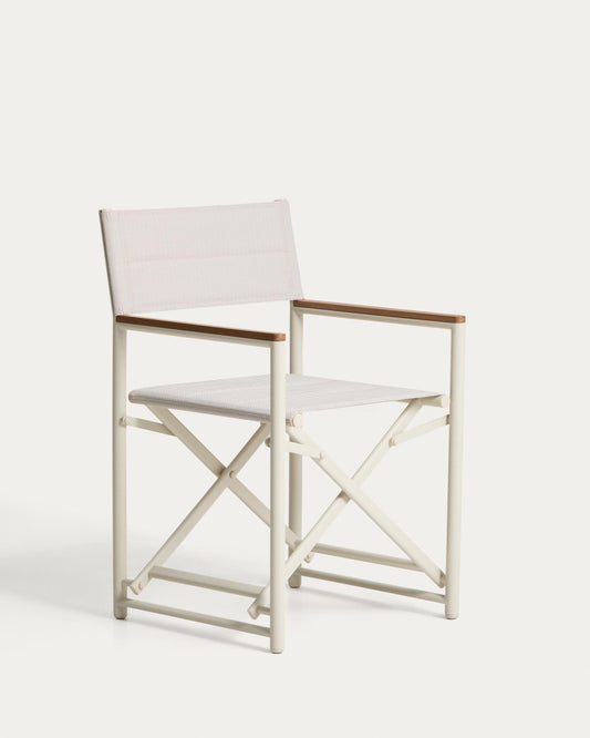 Folding chair Tisno for outdoor use made of aluminum in natural color and natural texteline