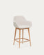 Horse stool in beige with solid ash wood legs in light finish, 65 cm
