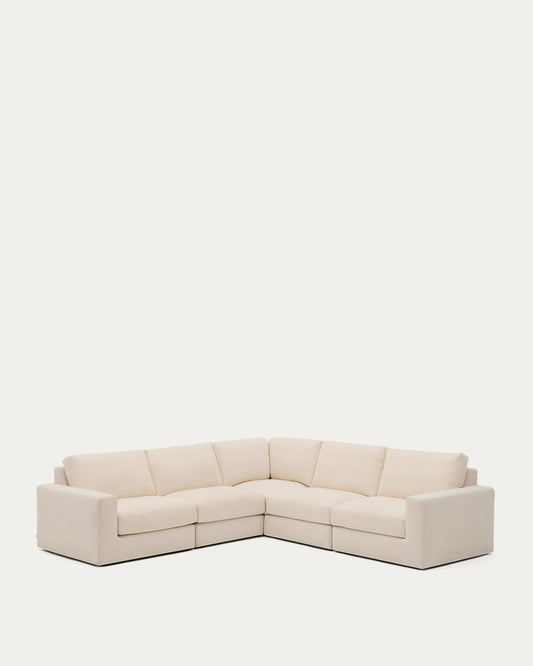Alea modularna ugaona sofa sa 5 sedišta sa skidivim poklopcem u ekru ženilu 310 x 310 cm