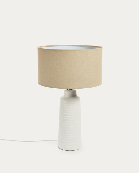 Mijal ceramic table lamp in white color