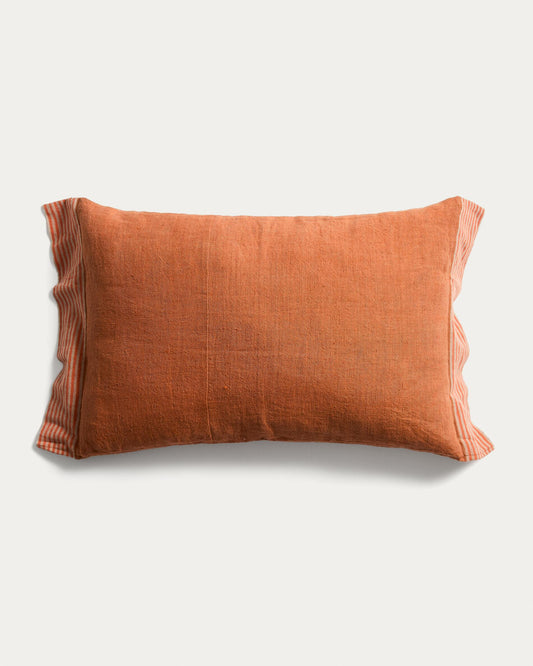 Disea linen cushion cover with stripe detail orange 40 x 60 cm
