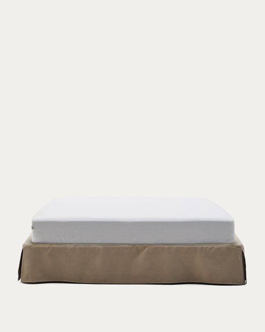 Jaira linen and cotton base with removable cover in gray for mattress 180 x 200 cm