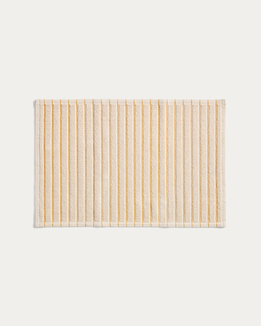 Merade cotton bathroom rug with yellow stripes 50 x 80 cm