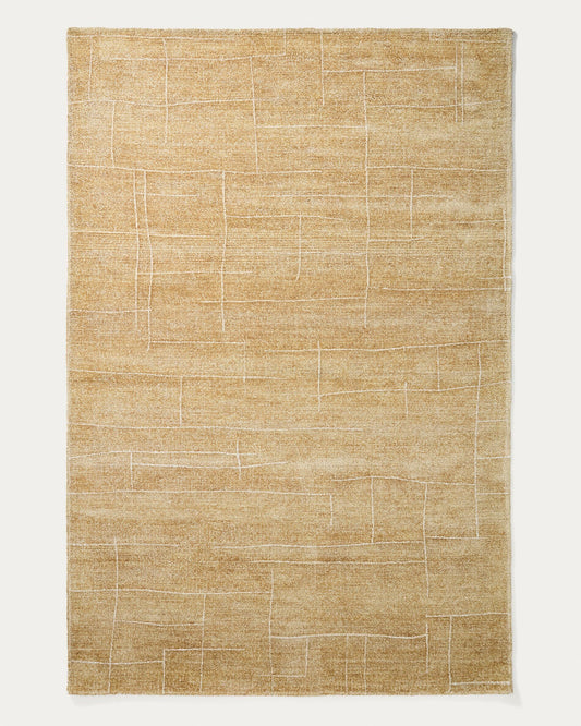 Eloda carpet made of wool and viscose, mustard color, 200 x 300 cm
