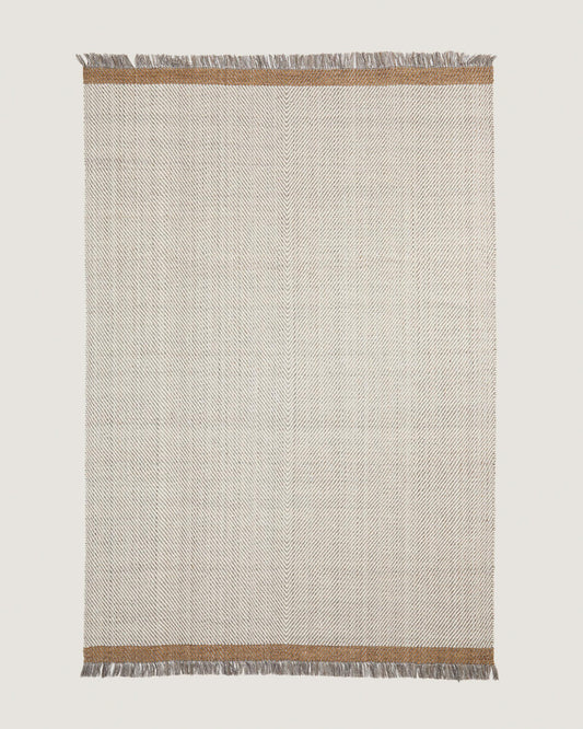 Brina wool carpet, beige zigzag jacquard, 300 x 200 cm