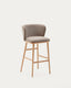 Ciselia chair brown chenille and solid ash wood in natural color FSC Mix Credit 75 cm
