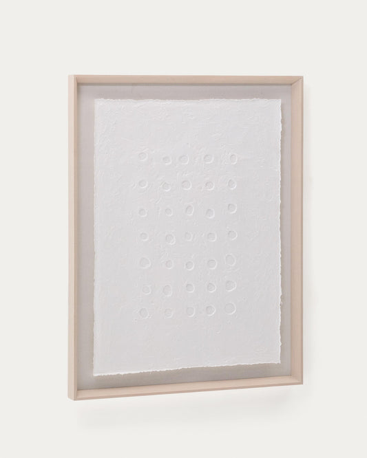 Olvin abstract painting on white recycled paper with handmade reliefs 94 x 74 cm