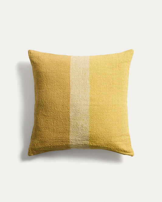 Nurei cushion cover made of cotton and linen, yellow, 50 x 50 cm