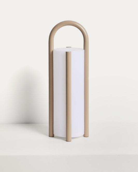 Large portable Leros table lamp made of polyethylene and topo color with metal part