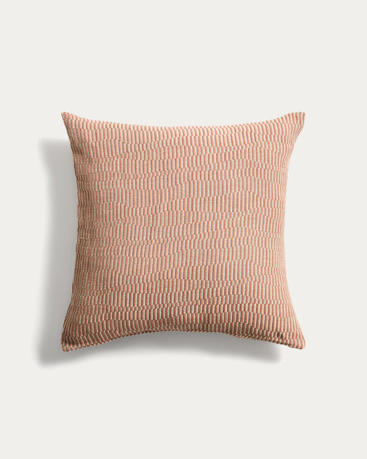 Nerel cushion cover made of cotton and linen, jacquard, orange, 50 x 50 cm