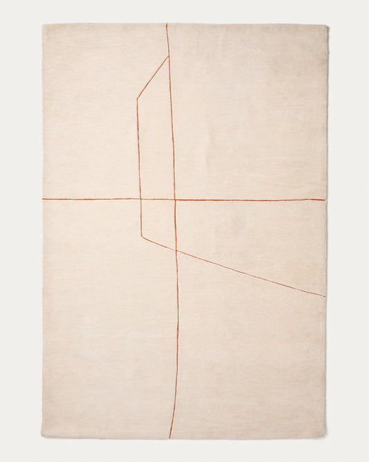 Carpet Delide made of synthetic fibers, color off-white with orange graphic detail 200 x 300 cm