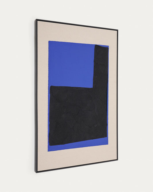 Zernu hand-painted blue-black canvas abstract painting 120 x 77 cm